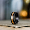 The Whiskey Triple | Men's Whiskey Barrel Wood Wedding Band with Dual Metal Inlays