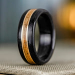 The Whiskey Triple | Men's Whiskey Barrel Wood Wedding Band with Dual Metal Inlays