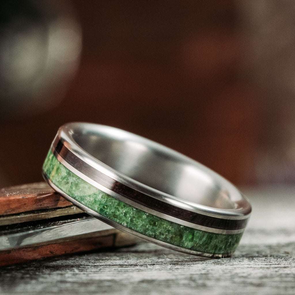 Presoanlised wedding Ring box for 2 or 3 rings, rustic glam wedding ring  box • handmade ring bearer box • velvet luxury ring box