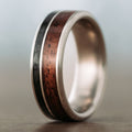 The Sentinel | Men's Titanium Wedding Band with 1903 Springfield Rifle Stock Wood & Whiskey Barrel
