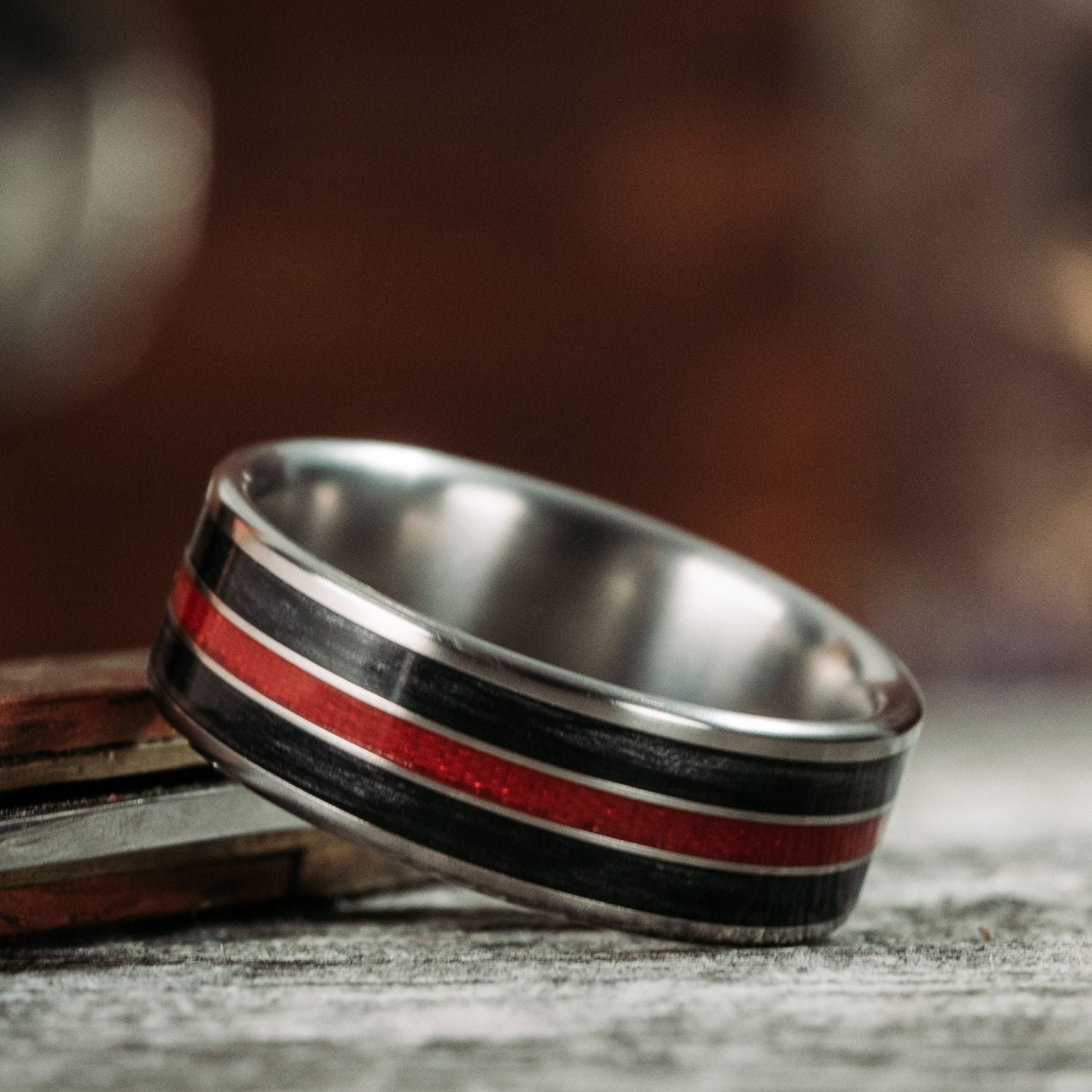 Thin red line 2025 engagement ring