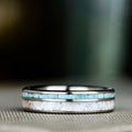 The Coast | Men's Titanium Wedding Band with Oyster Shell & Turquoise