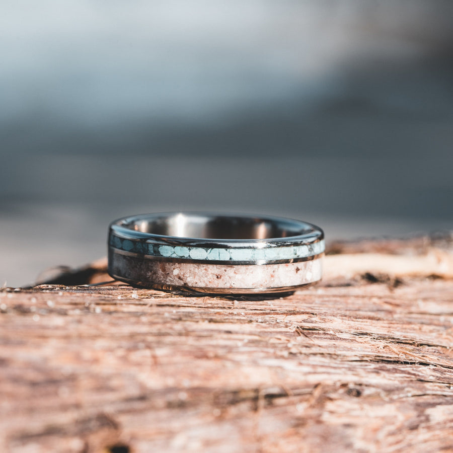 the-coast-mens-titanium-wedding-band-with-oyster-shell-turquoise