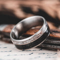 (In-Stock) The Gent's Weekend | Men's Titanium Wedding Band with Elk Antler & Whiskey Barrel - Size 10.5 | 8mm Wide