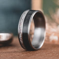 (In-Stock) The Gent's Weekend | Men's Titanium Wedding Band with Elk Antler & Whiskey Barrel - Size 10.5 | 8mm Wide