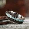 The Horizon | Men's Titanium Wedding Band with Meteorite & Turquoise