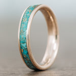 The Phoenix | Women's Solid Gold & Turquoise Ring with Gold Flakes
