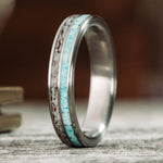 The Merriam | Women's Titanium, Elk Antler & Turquoise Wedding Band