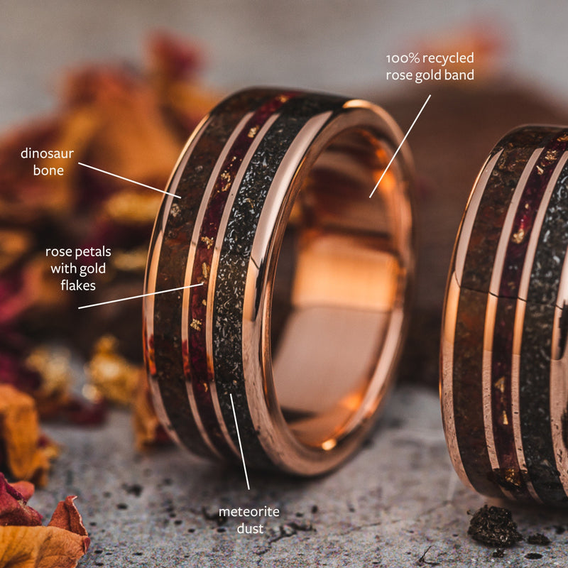 Custom Gold or Titanium Band - 3-Inlay Ring (Narrow Center) – Rustic ...