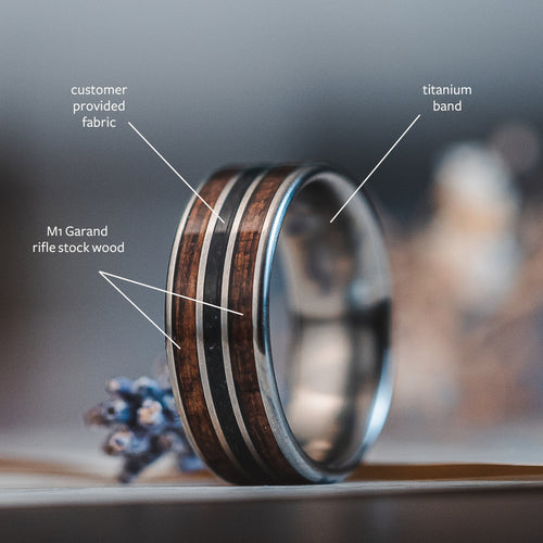 Custom Gold or Titanium Band - 3-Inlay Ring (Narrow Center) – Rustic ...