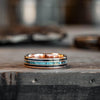 (In-Stock) The Whiskey River | Men's 10k Rose Gold Whiskey Barrel & Turquoise Ring - Size 10.75 | 6mm