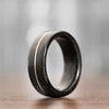 (In-Stock) The Whiskey Neat - Weathered Whiskey Barrel Wedding Band with 14k White Gold Inlay - Size 10/8mm Wide