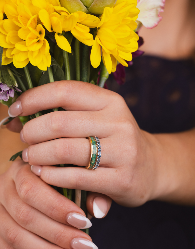 Natural Malachite & Gold Flakes