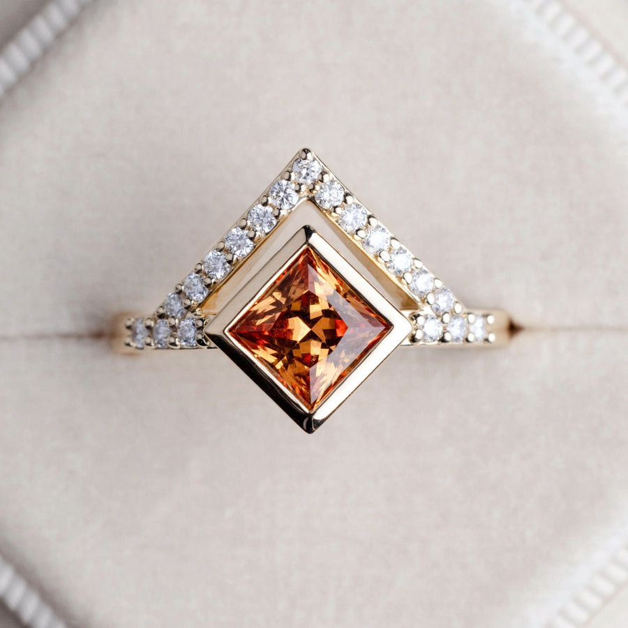art-deco-princess-cut-padparadscha-pink-orange-sapphire-diamond-orientation-bezel-set-geometric-diamond-accent-the-eileen-rustic-and-main