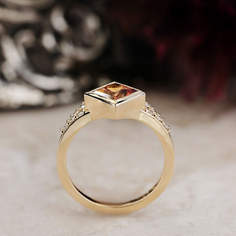 art-deco-princess-cut-padparadscha-pink-orange-sapphire-diamond-orientation-bezel-set-geometric-diamond-accent-the-eileen-rustic-and-main