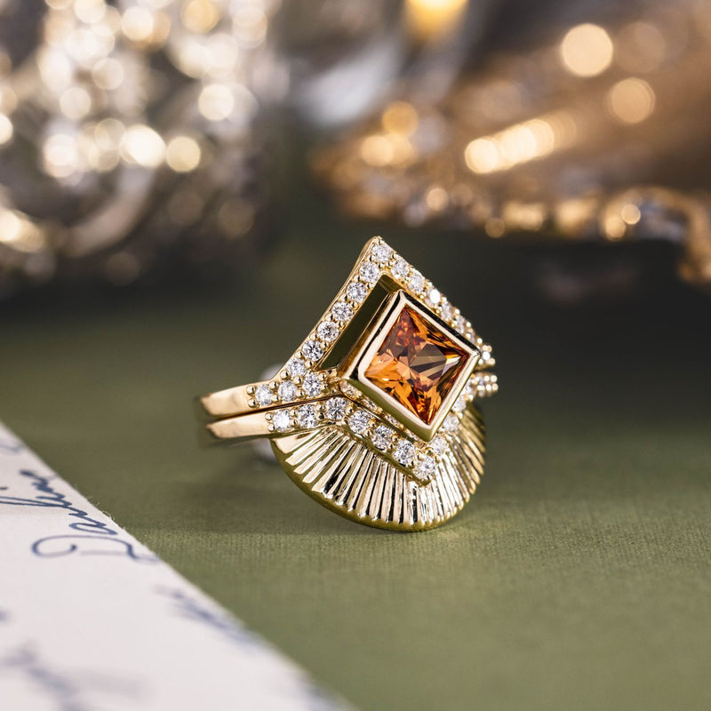 art-deco-princess-cut-padparadscha-pink-orange-sapphire-diamond-orientation-bezel-set-geometric-diamond-accent-the-eileen-rustic-and-main