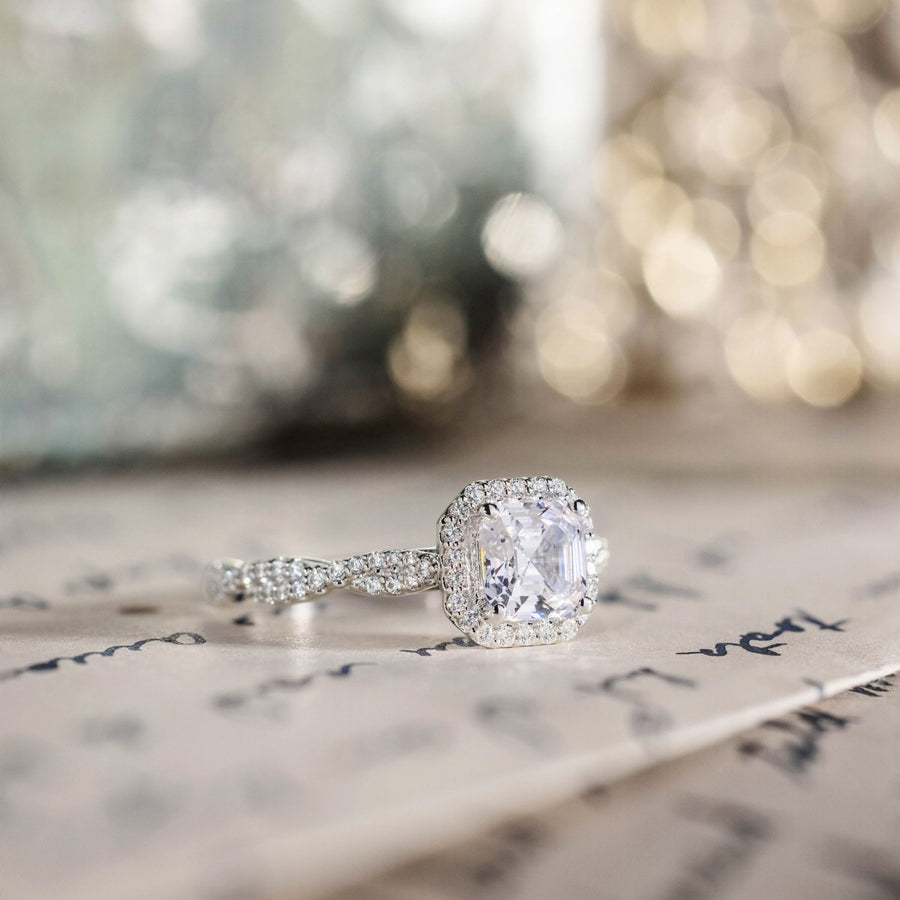 asscher-diamond-halo-engagement-ring-twisted-band-setting-the-augusta-rustic-and-main
