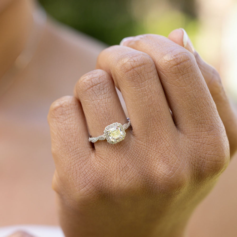 asscher-diamond-halo-engagement-ring-twisted-band-setting-the-augusta-rustic-and-main