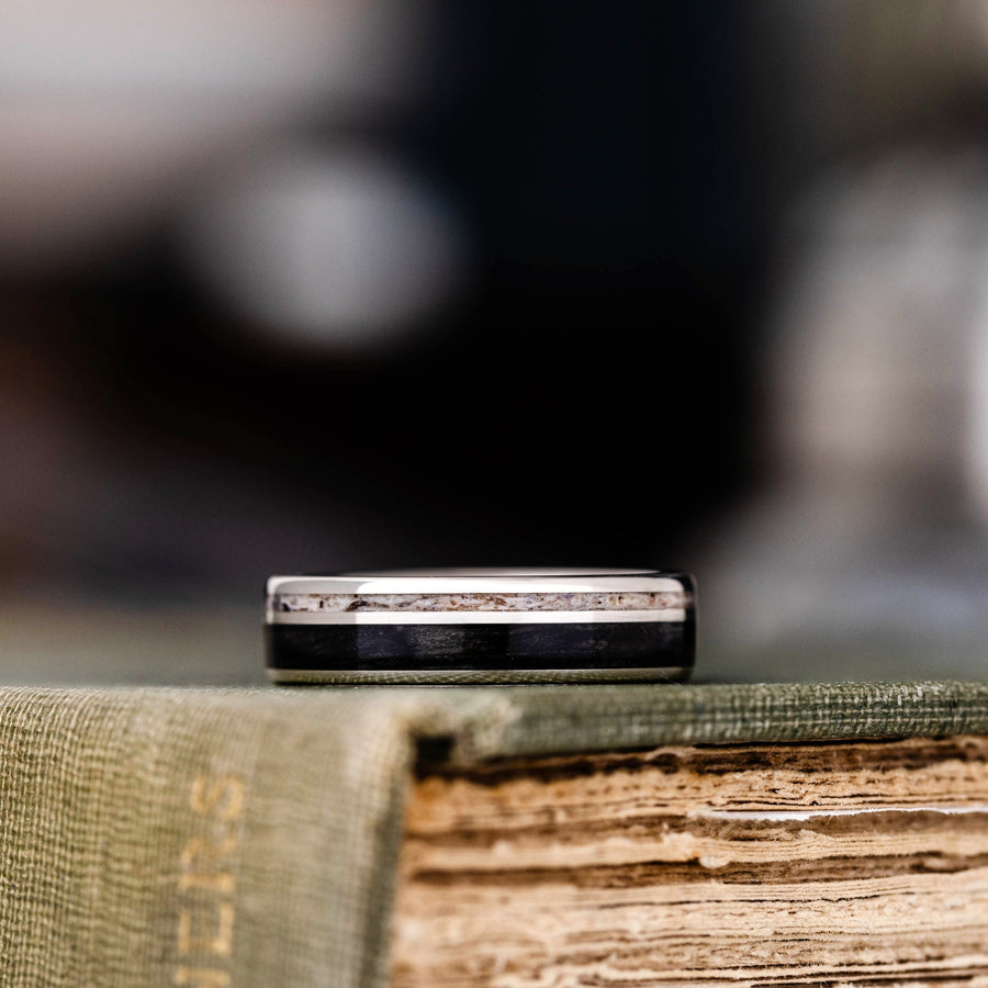 The Audrey | Women's Whiskey Barrel & Antler Silver Ring