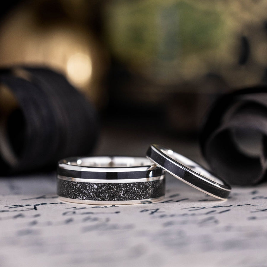 celestial-black-silver-wedding-ring-set-dark-star-obsidian-rustic-and-main
