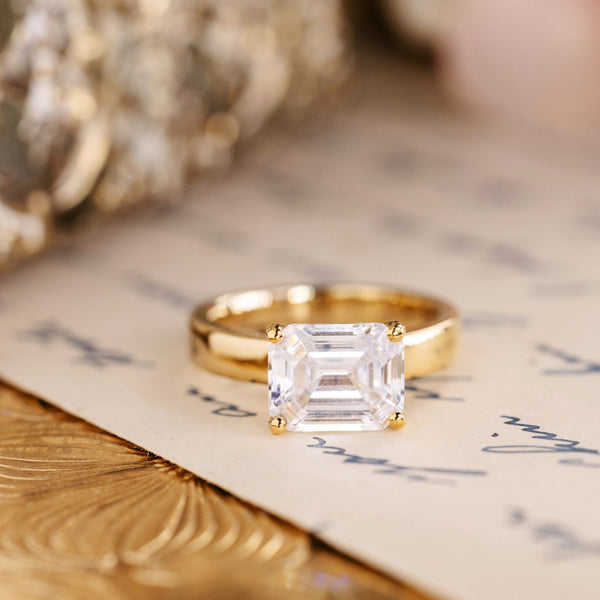 chunky-east-west-emerald-cut-diamond-engagement-ring-thick-gold-band-the-mina-rustic-and-main