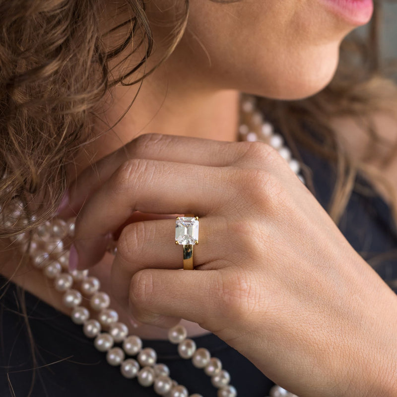 chunky-east-west-emerald-cut-diamond-engagement-ring-thick-gold-band-the-mina-rustic-and-main