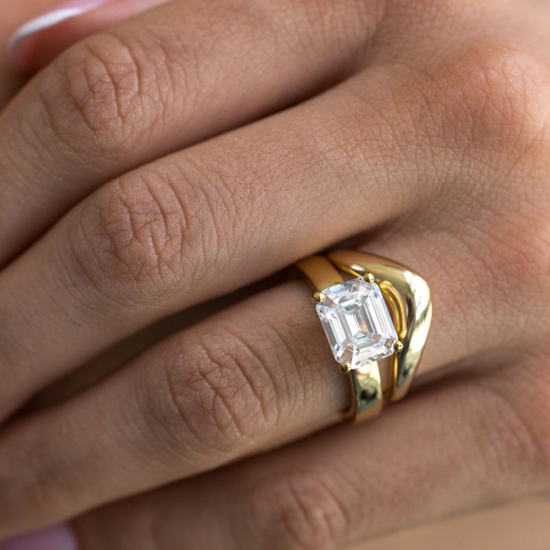 chunky-east-west-emerald-cut-diamond-engagement-ring-thick-gold-band-the-mina-rustic-and-main