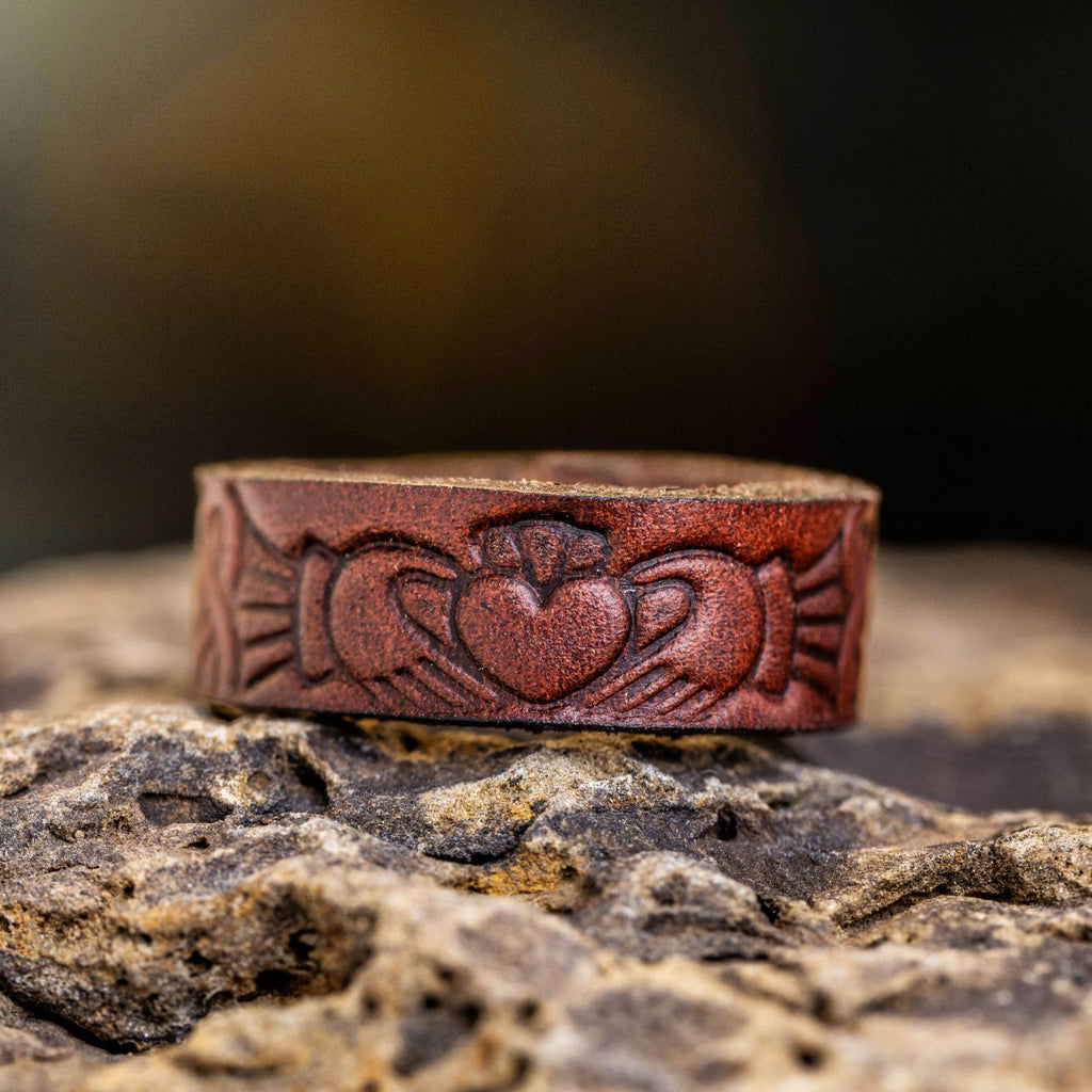 claddagh-leather-ring-chicago-tan-wedding-band-rustic-and-main