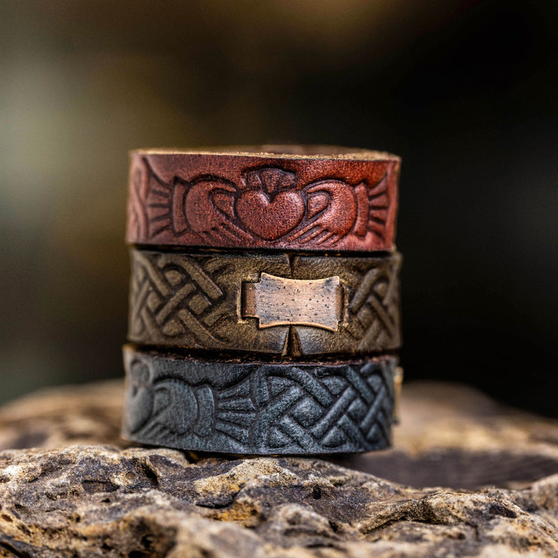 claddagh-leather-ring-dark-olive-wedding-band-rustic-and-main