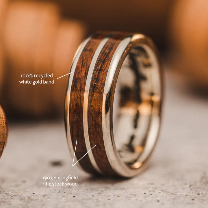 Custom Gold or Titanium Band - 2-Inlay Ring – Rustic and Main