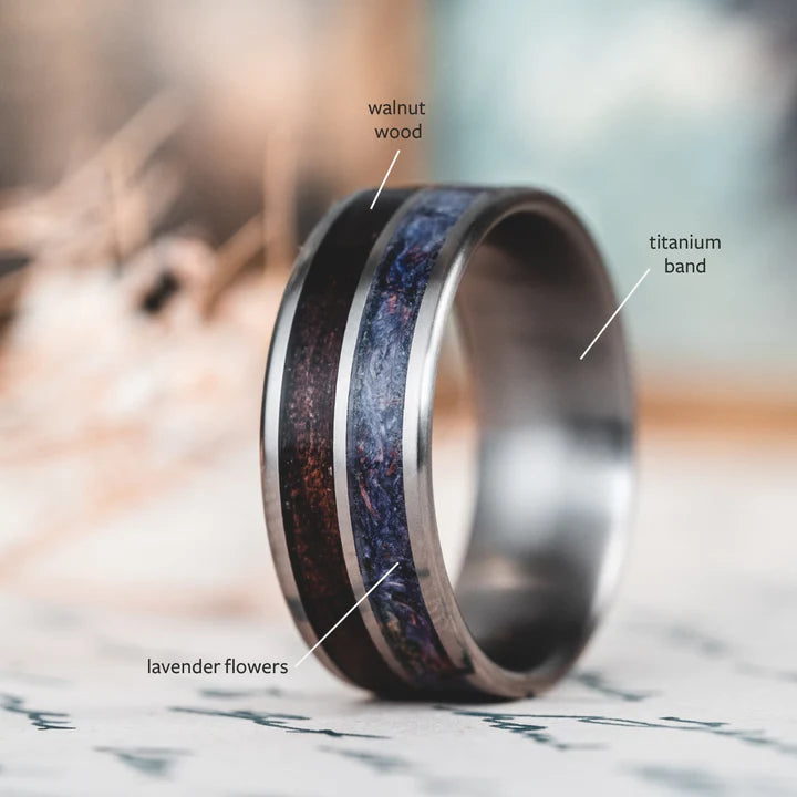 Custom Gold or Titanium Band - 2-Inlay Ring – Rustic and Main
