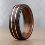 custom-Mens-Whiskey-Barrel-Wood-Wedding-Band-antique-walnut-copper-dual-inlays