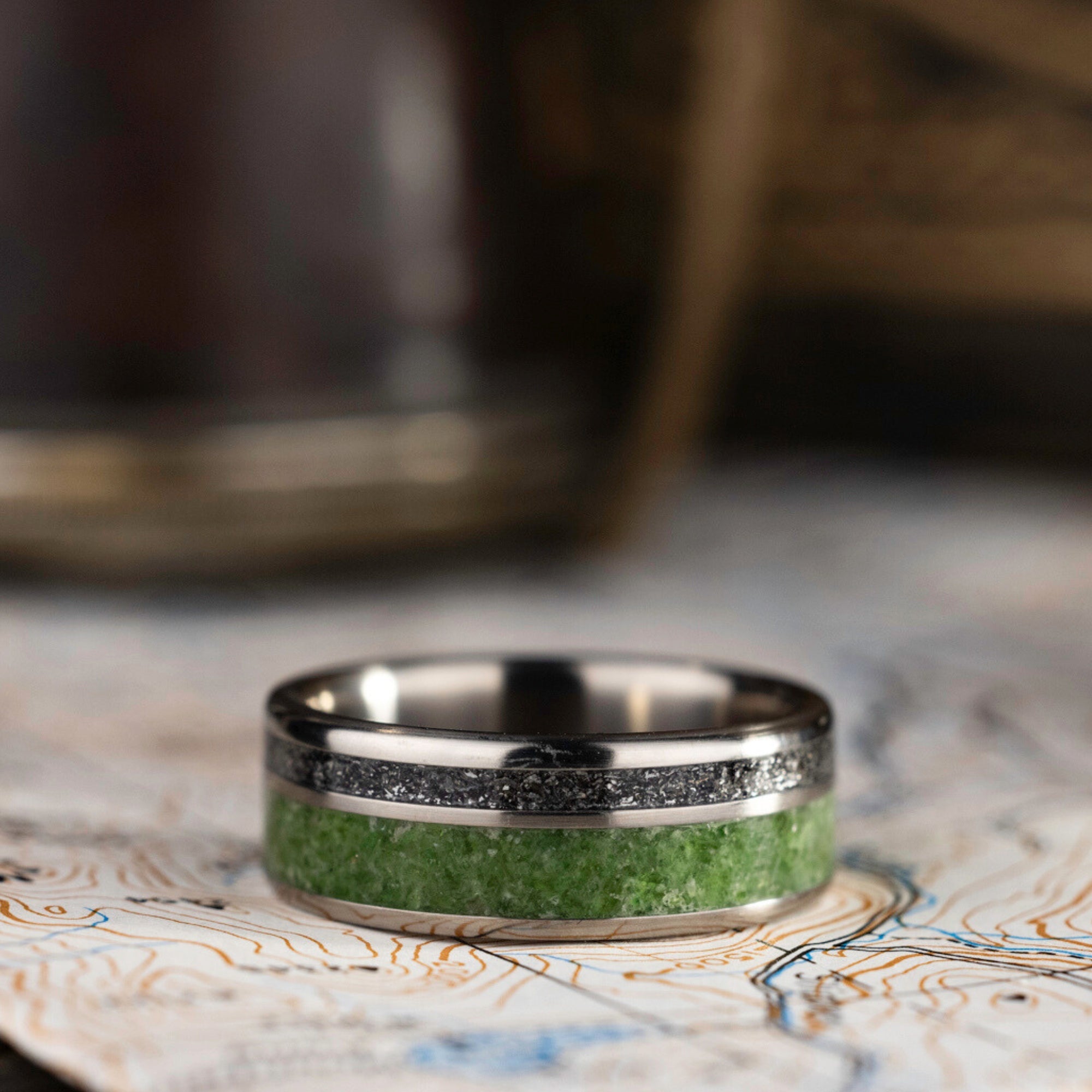 Chrome outlets Diopside Inlay Ring