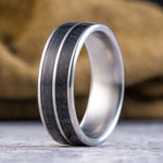 custom-mens-titanium-wedding-ring-with-wwi-uniform-weathered-whiskey-barrel-wood-inlays
