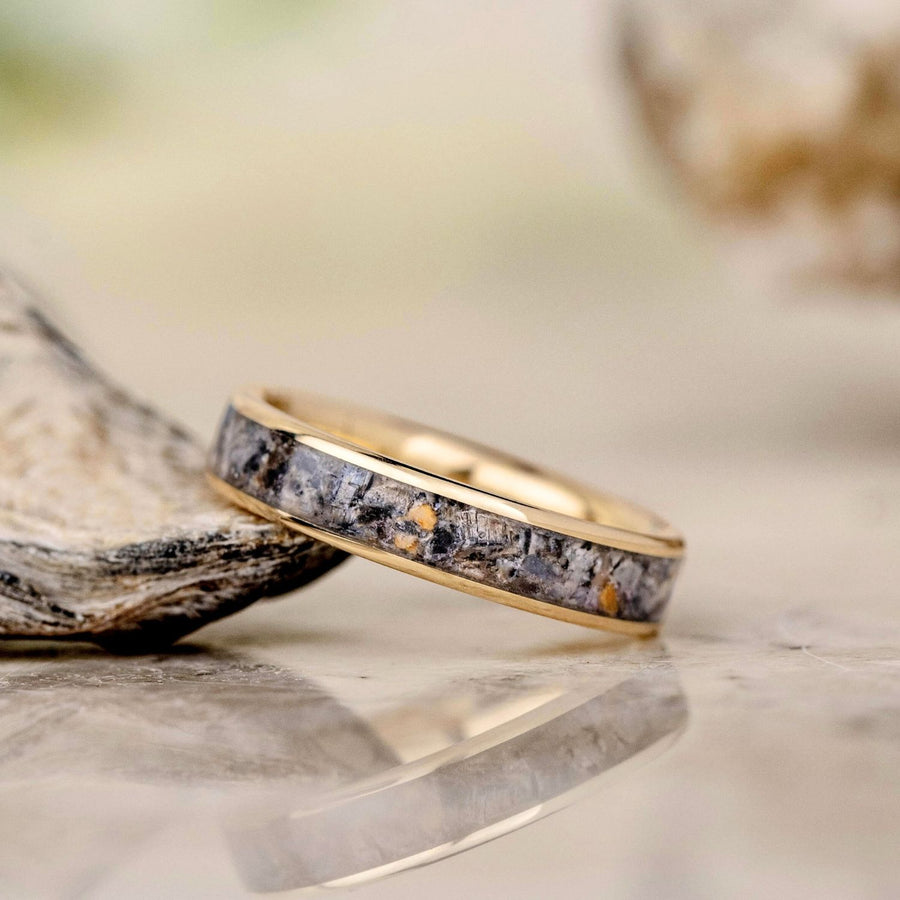 :: Show in 10k Yellow Gold | Custom - Provided Seashells, Shark Teeth, & Coastal Rocks