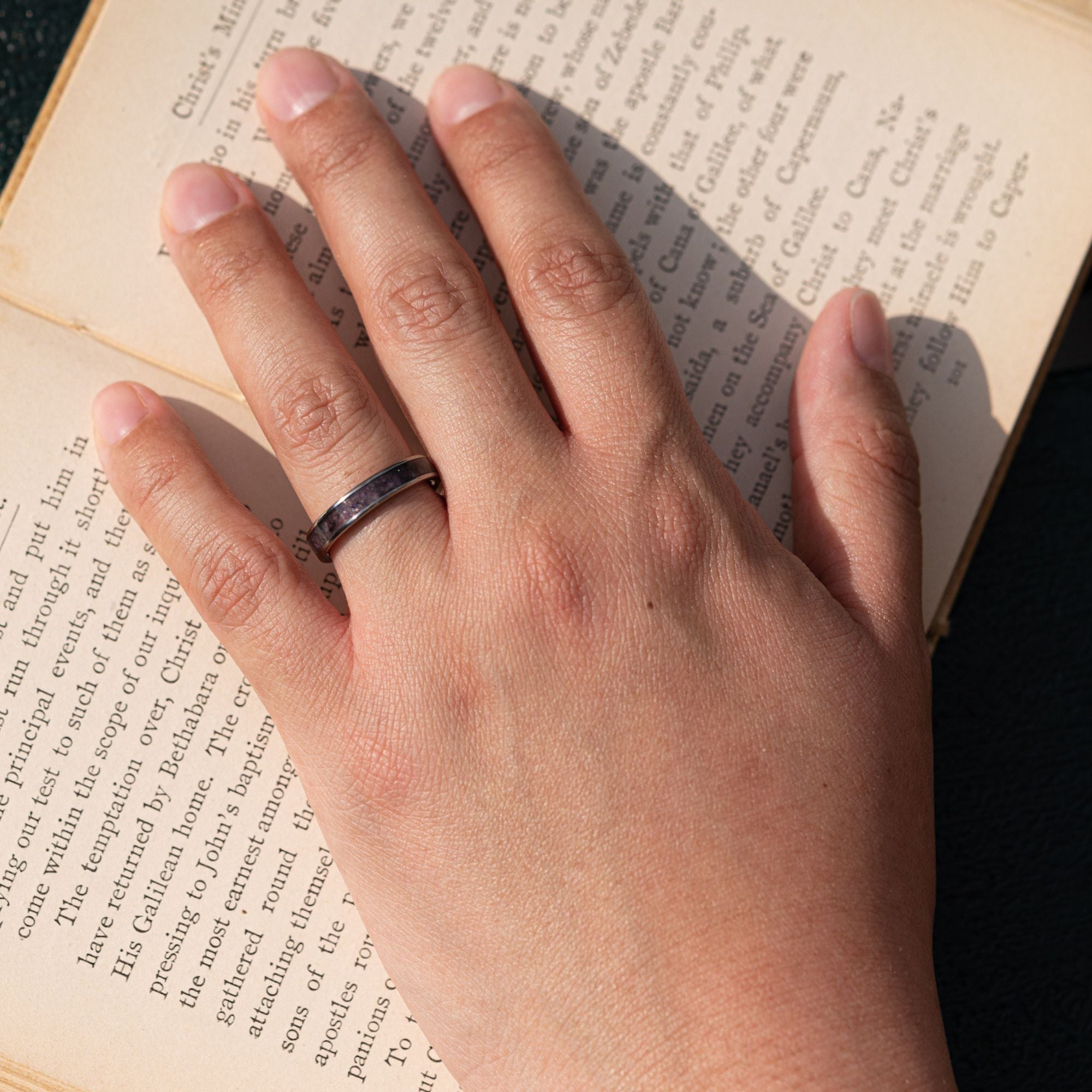 Amethyst and Titanium Wedding Band - Size 4 | 4mm – Rustic and Main