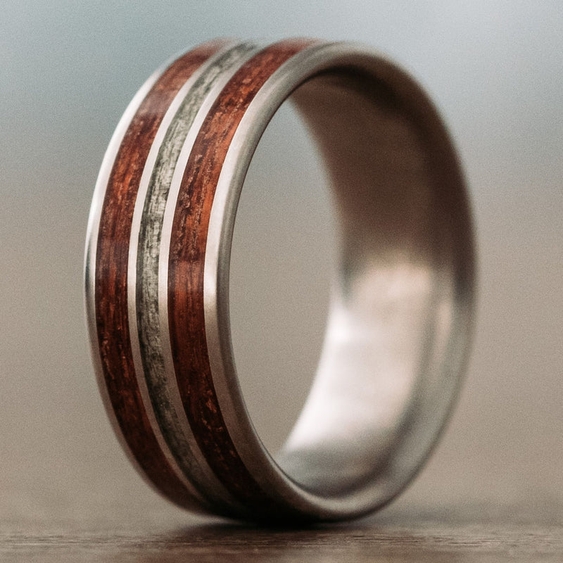 custom-titanium-ring-mahogany-weathered-maple-inlays