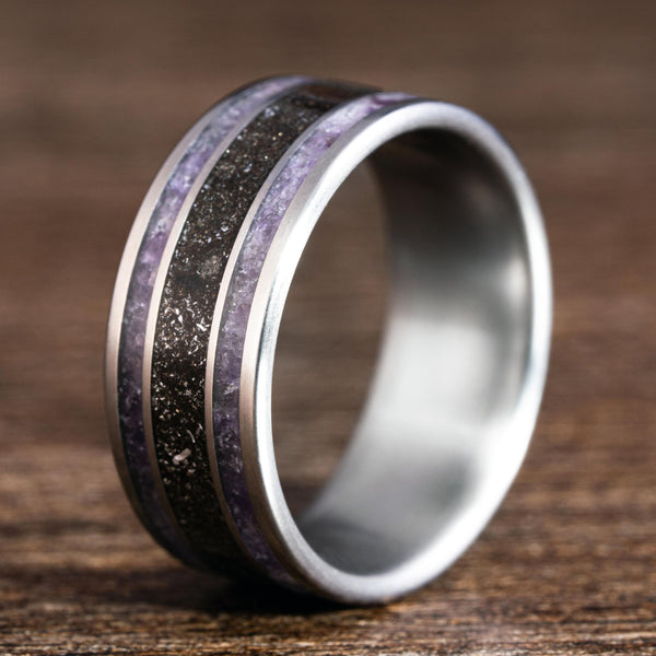     custom-titanium-ring-meteorite-amethyst-inlays