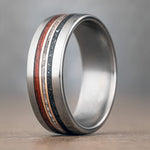 custom-titanium-ring-meteorite-bloodwood-oyster-shell-brass-dual-bronze-inlays
