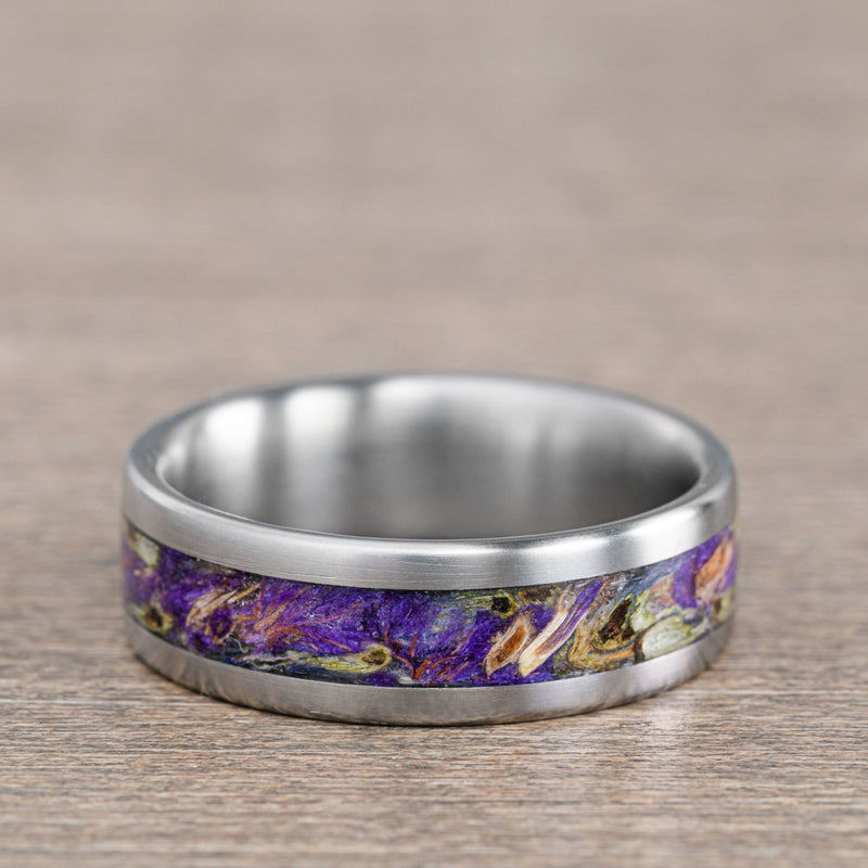 Custom Meteorite & Lavender Ring - Size 8 | 6mm Wide – Rustic and Main
