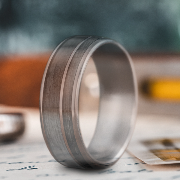 Custom Design - 2-Inlay Offset Band Ring -uipbv8