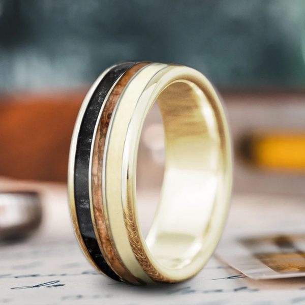 Custom Design - 3-Inlay Narrow Center Ring -ica0pa