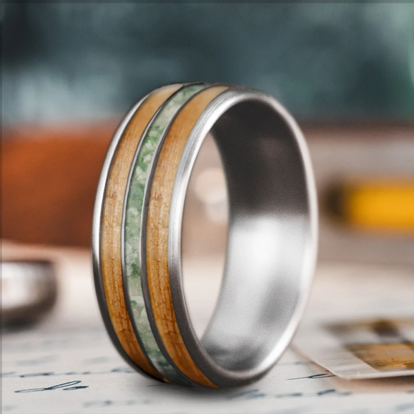 Custom Design - 3-Inlay Narrow Center Ring -kaqb24