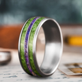 Custom Design - 3-Inlay Narrow Center Ring -n2186n