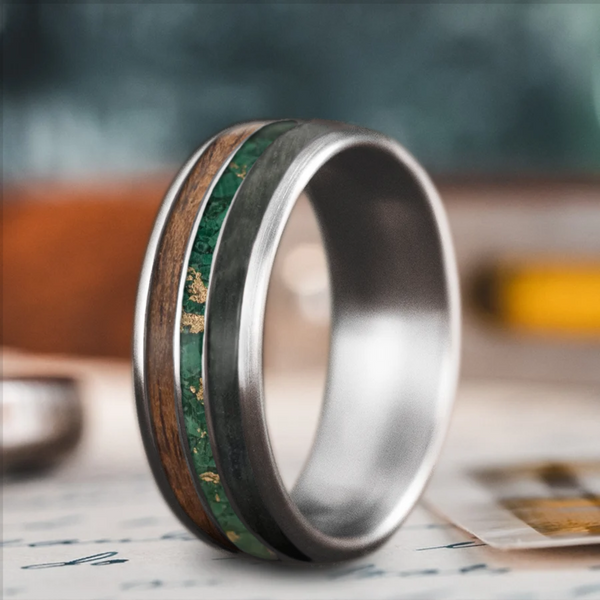 Custom Design - 3-Inlay Narrow Center Ring -tba3rx