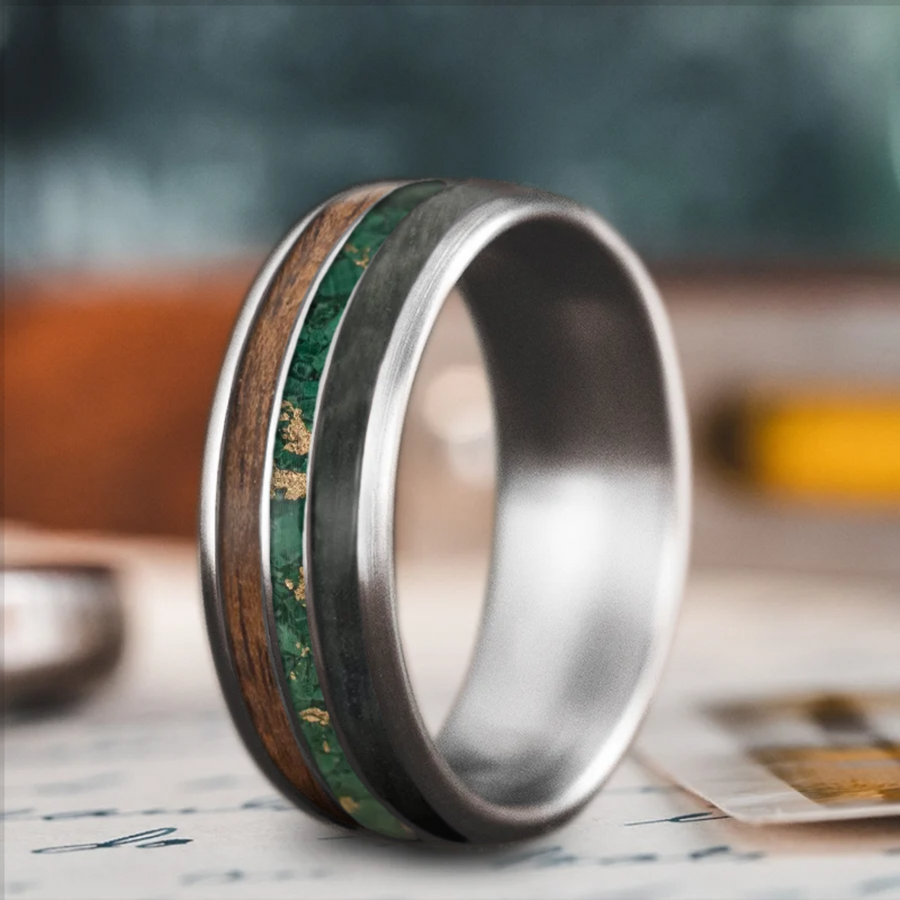 Custom Design - 3-Inlay Narrow Center Ring -tba3rx