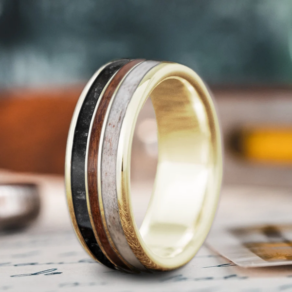 Custom Design - 3-Inlay Narrow Center Ring -r7mbq3