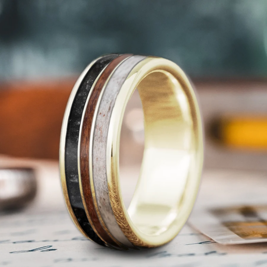 Custom Design - 3-Inlay Narrow Center Ring -r7mbq3