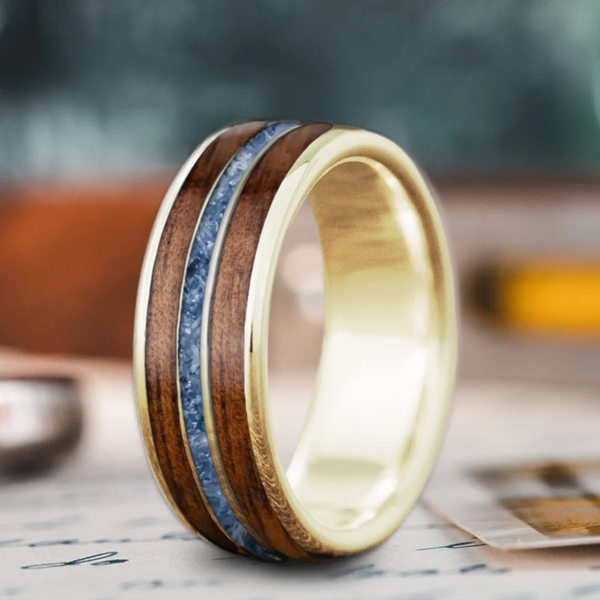 Custom Design - 3-Inlay Narrow Center Ring -buh2it