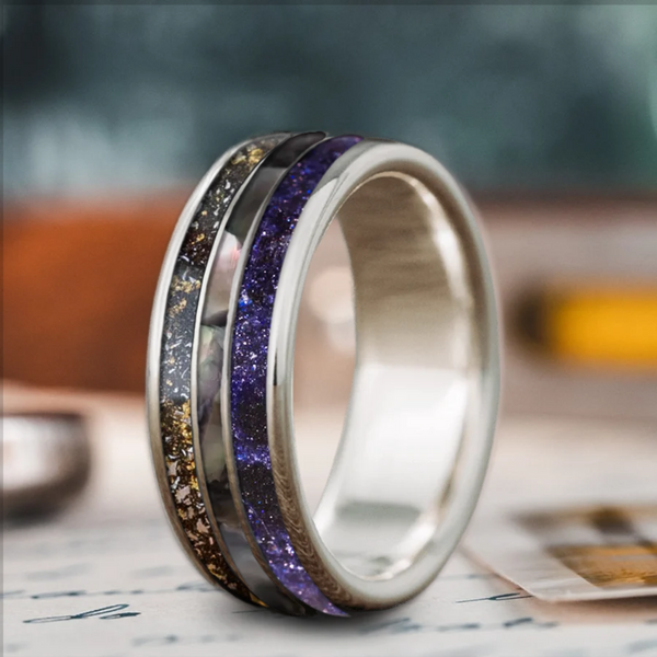 Custom Design - 3-Inlay Narrow Center Ring -3pm0md